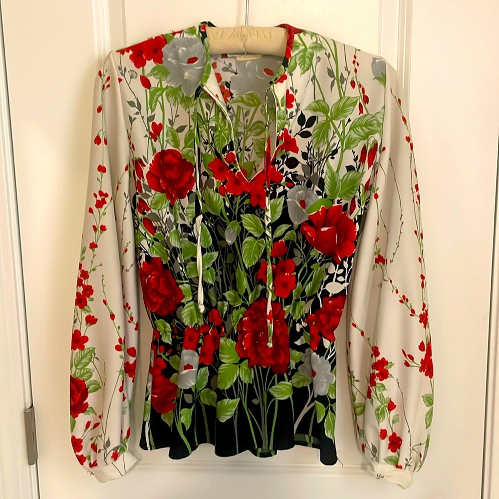 Vintage floral puff sleeve blouse women’s small
